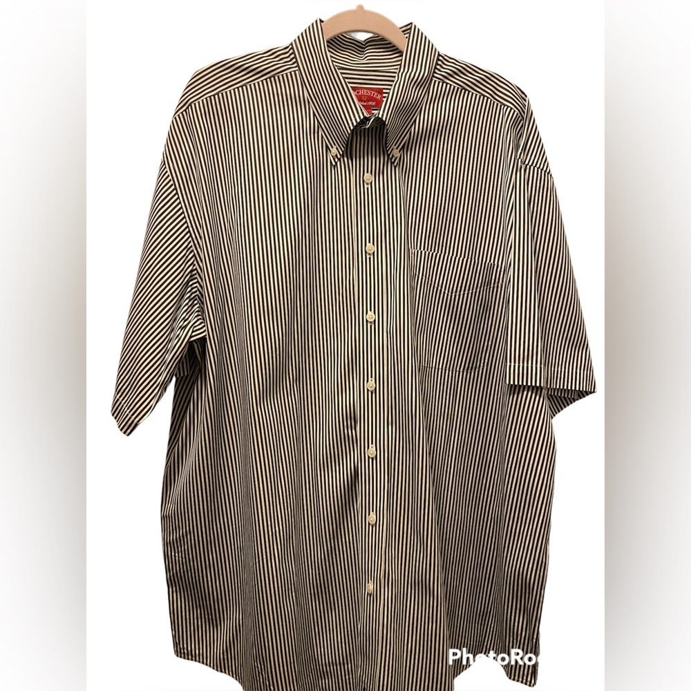 Rochester Striped Short Sleeve Button Down Men’s Shirt DXL~Size XXL